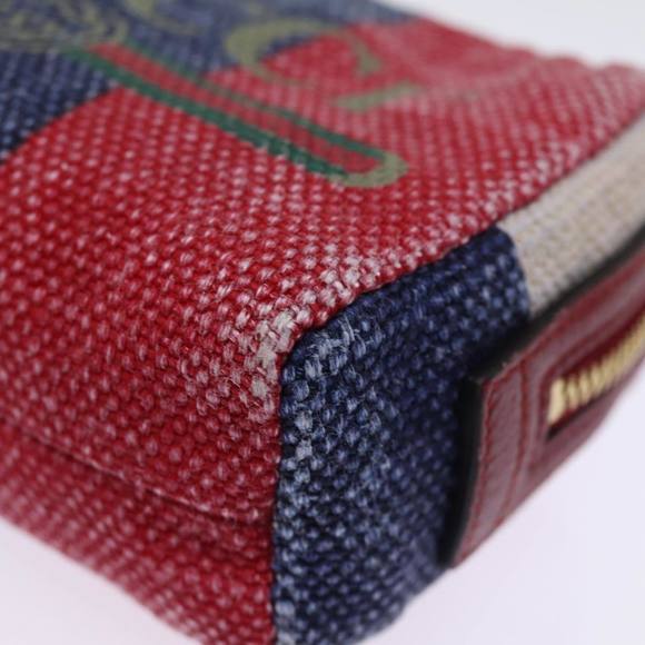 GUCCI Sherry Line Pouch Canvas Red Navy Auth 77003 - Picture 7 of 16